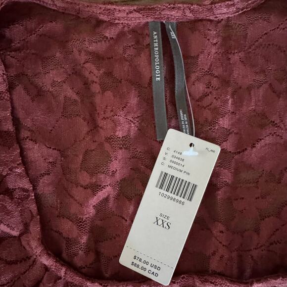 Anthropologie Puff-Sleeve Sheer Lace Top - Size XXS - Picture 3 of 6